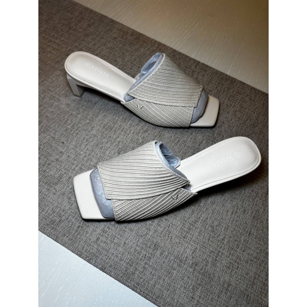 VIVAIA Cream Ivory Knit Heeledā Mules ā EU 41 / US 9.5